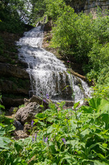 Falls in mountains of caucasus