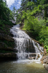 Falls in mountains of caucasus