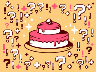 Vector illustration of many questions and exclamation marks arou