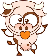 Fototapeta premium Cute cow having fun making funny faces