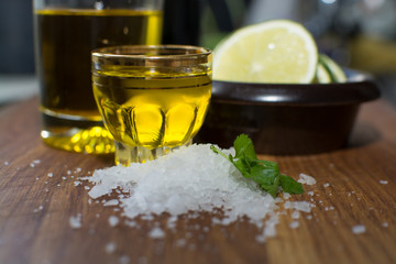 Sea salt coriander olive oil and lime
