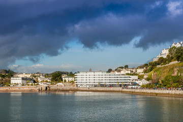 Torquay Beach at High Tide Devon England