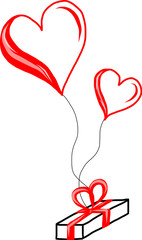 gift flying on the heart balloons