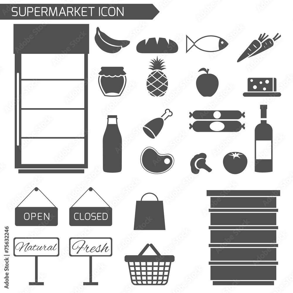 Sticker Supermarket Icon Set