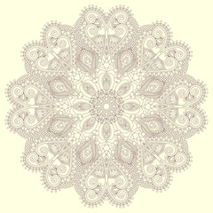 Circle lace ornament, round ornamental geometric doily pattern