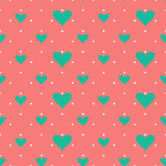 seamless pattern small dots, hearts