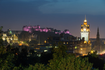 Edinburgh city from Calton Hill at night, Scotland, UK