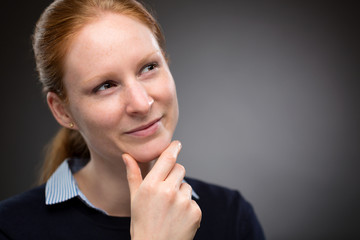 Obraz premium Businesswoman with Happy Thoughts