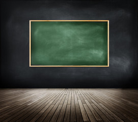 Contemporary Design Blank Blackboard wooden Floor Concept