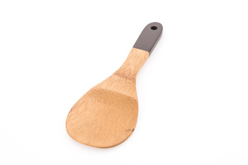 Rice wood spoon isolated on white background