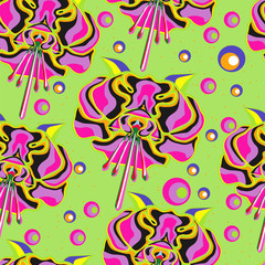 seamless background with varicoloured flowers. style Pop art