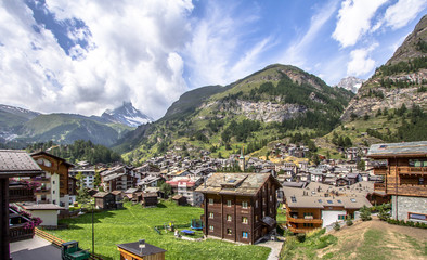 Fototapeta na wymiar Typical Alpine Village, Zermatt, Switzerland