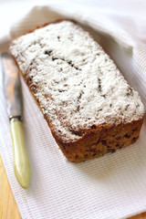 Banana cake with walnuts and dark chocolate