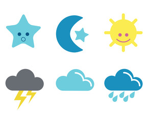 Sky weather geometric icons set