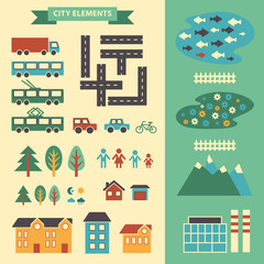 Naklejka premium Town infographic elements. Vector infographic.