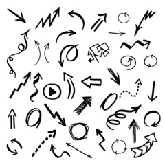 Hand drawn vector arrows set.