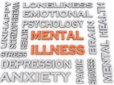 3d image Mental illness issues concept word cloud background