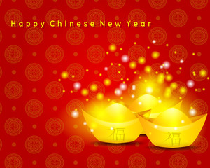 Happy Chinese New Year on Red Background