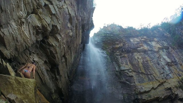 Waterfall in Canyons in Escarpas do Lago, Minas Gerais, Brazil