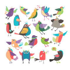 Cute cartoon birds