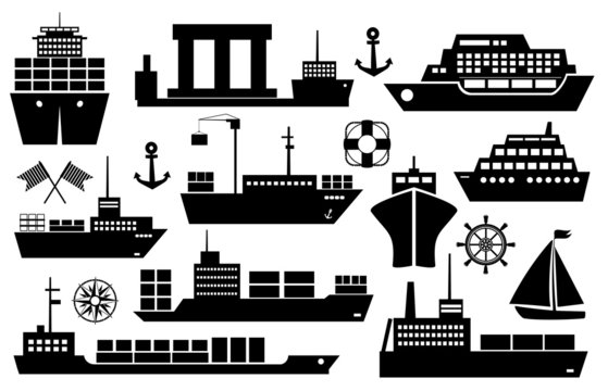 Set of ships and boats icons