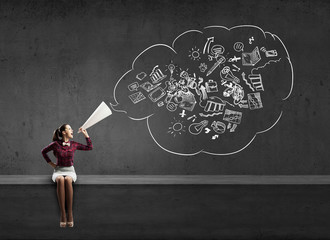 Woman announcing something