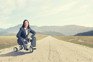 Woman riding bicycle