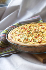 Chicken tart with paprika and goat cheese