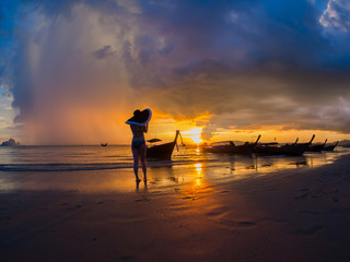 Sunset on the beach of Ao Nang