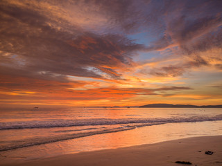 Fototapeta na wymiar Sunset on the beach of Ao Nang