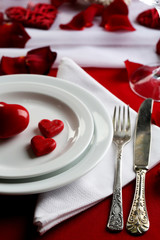 Table setting of Valentines Day