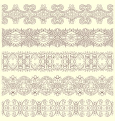 collection of seamless ornamental floral stripes