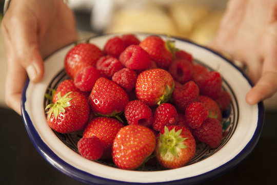 Bowl of fresh strawberries.