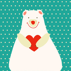 Vintage vector cartoon cute illustration with cute bear.