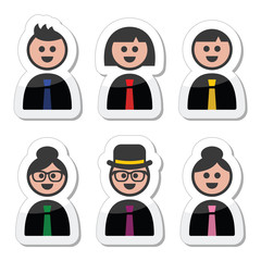 People in business clothes, tie icons set