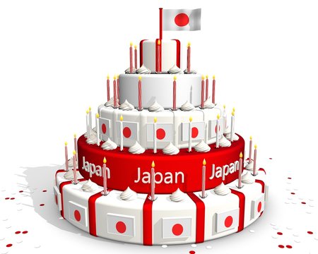 Japanse taart met vlag rood wit