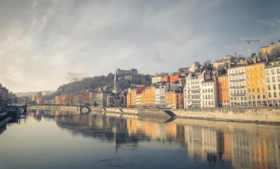 A colored street in Lyon