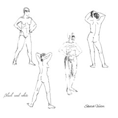 Woman on the beach.Sketch drawing