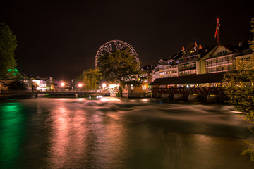 Fototapeta premium Thun at night, Switzerland