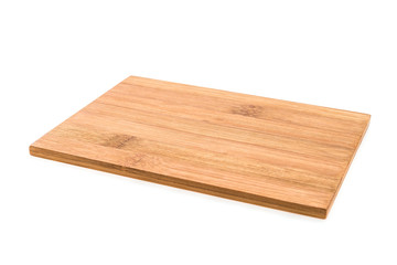 Wooden cutting board isolated on white background