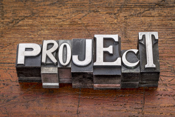 project word in metal type