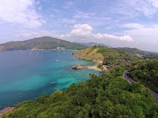 Aerial photography of Nai Harn Beach in Thailand