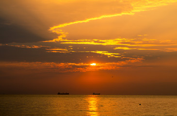 Panorama of sea sunset