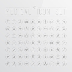 70 medical icons for web, internet, computer, mobile apps, inter