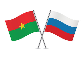 Burkina Faso and Russian flags. Vector illustration.