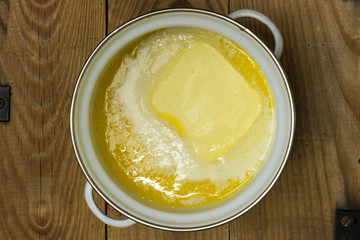 Clarified butter in pot