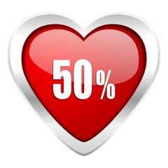 50 percent valentine icon sale sign
