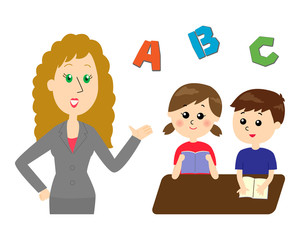 外国人の先生と子どもたち　英会話スクール