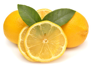 Lemon with leaves