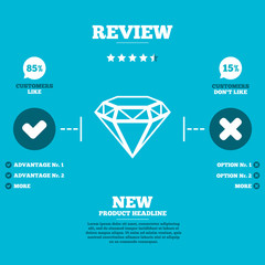 Diamond sign icon. Jewelry symbol. Gem stone.